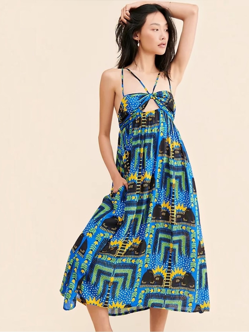 ANTHRO JOAO INCERTI Strappy Bandeau Dress Blue